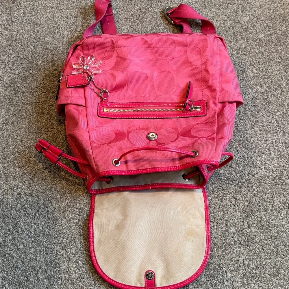 Coach Kyra Signature Backpack in Hibiscus F16548 with charm - Picture 15 of 15